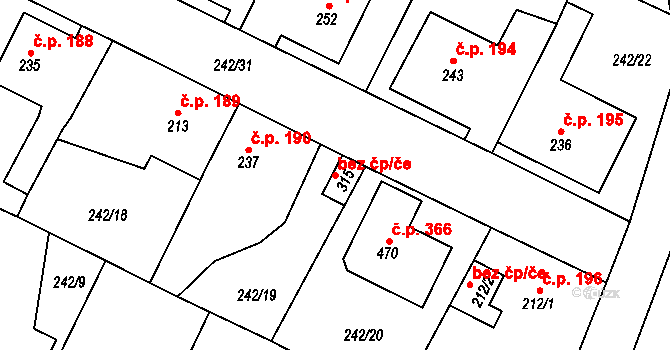 Tymákov 41700511 na parcele st. 315 v KÚ Tymákov, Katastrální mapa