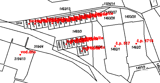 Rychnov nad Kněžnou 41981511 na parcele st. 1493/21 v KÚ Rychnov nad Kněžnou, Katastrální mapa