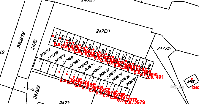 Šumbark 484,499, Havířov na parcele st. 2476/9 v KÚ Šumbark, Katastrální mapa