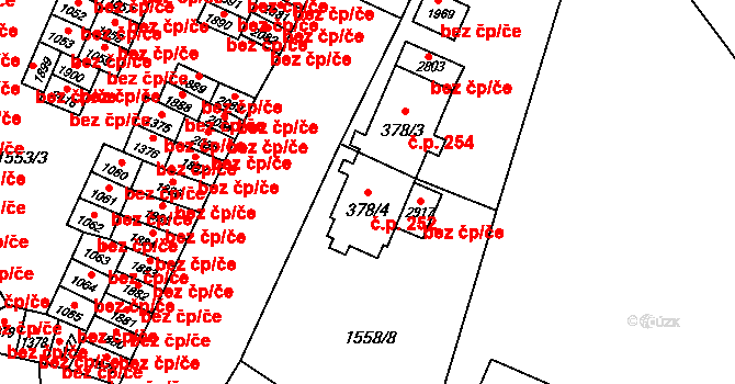 Kateřinky 252, Opava na parcele st. 378/4 v KÚ Kateřinky u Opavy, Katastrální mapa