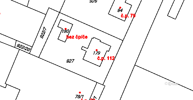 Březová 112 na parcele st. 179 v KÚ Březová u Vítkova, Katastrální mapa