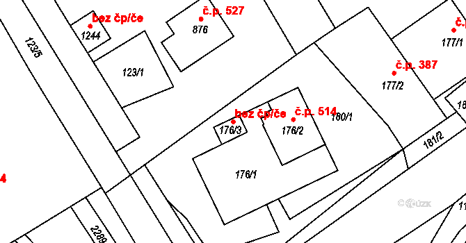 Dolní Újezd 45999511 na parcele st. 176/3 v KÚ Dolní Újezd u Litomyšle, Katastrální mapa