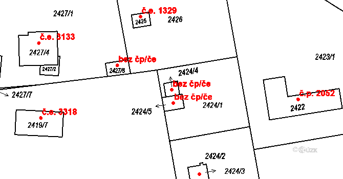 Plzeň 46488511 na parcele st. 2424/4 v KÚ Bolevec, Katastrální mapa