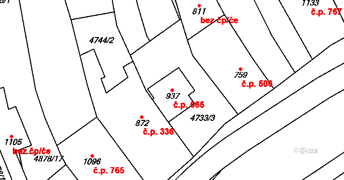 Polešovice 665 na parcele st. 937 v KÚ Polešovice, Katastrální mapa