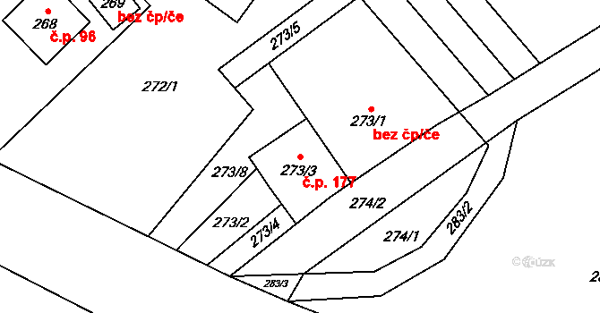 Mistřovice 177, Český Těšín na parcele st. 273/3 v KÚ Mistřovice, Katastrální mapa