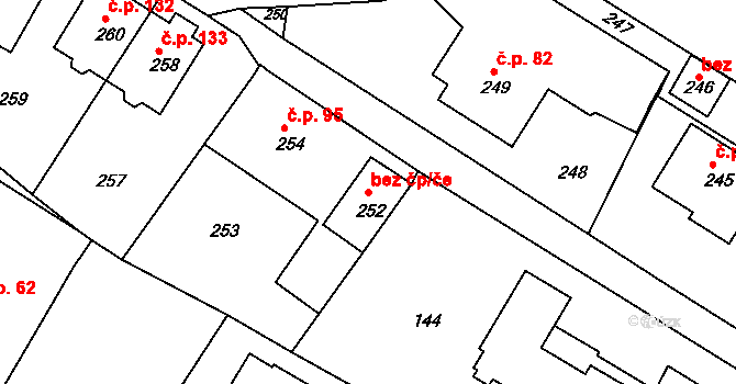 Lavičky 49349511 na parcele st. 252 v KÚ Lavičky, Katastrální mapa