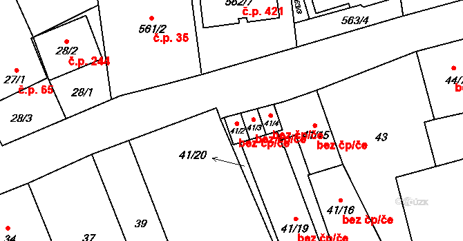 Znojmo 49847511 na parcele st. 41/2 v KÚ Oblekovice, Katastrální mapa