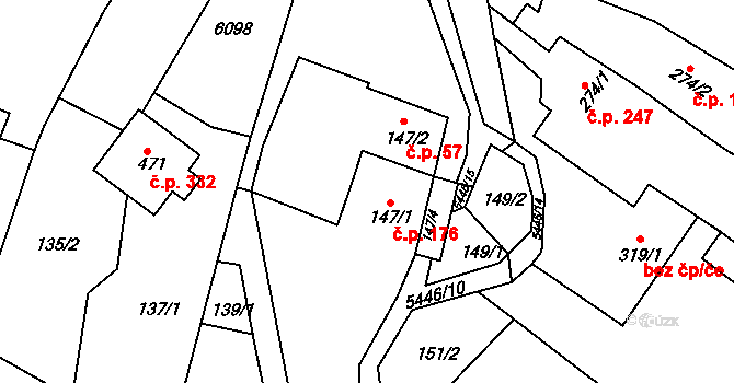 Pitín 176 na parcele st. 147/1 v KÚ Pitín, Katastrální mapa