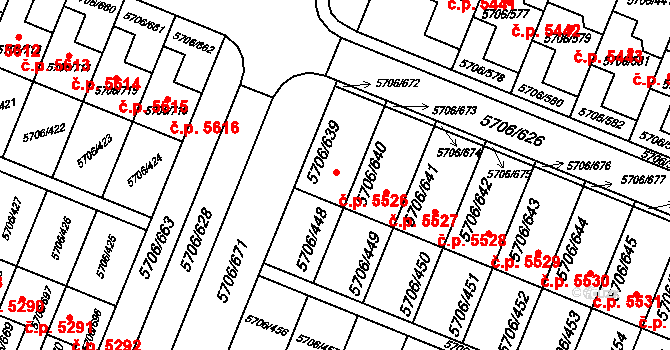 Jihlava 5526 na parcele st. 5706/639 v KÚ Jihlava, Katastrální mapa