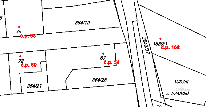 Beroun-Jarov 54, Beroun na parcele st. 67 v KÚ Jarov u Berouna, Katastrální mapa