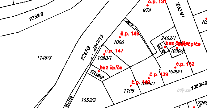 Beroun-Zavadilka 147, Beroun na parcele st. 1088/1 v KÚ Beroun, Katastrální mapa