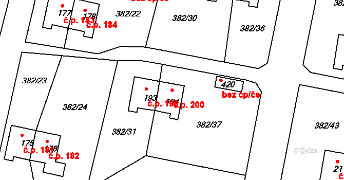 Mlékojedy 200, Neratovice na parcele st. 194 v KÚ Mlékojedy u Neratovic, Katastrální mapa