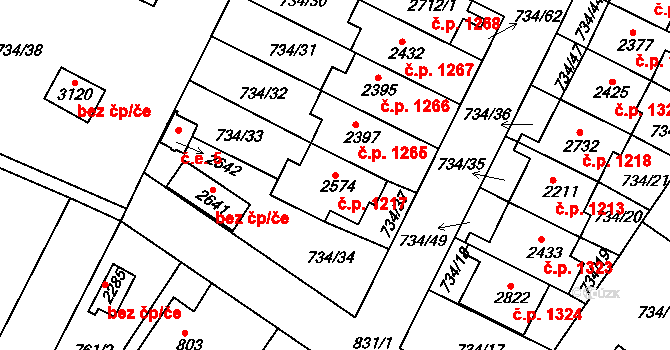 Neratovice 1217 na parcele st. 2574 v KÚ Neratovice, Katastrální mapa