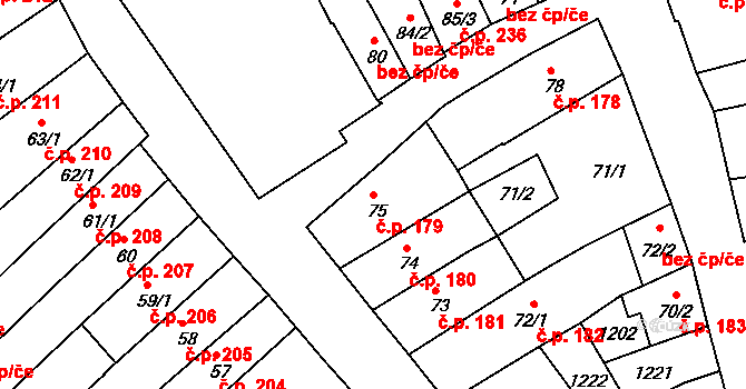 Broumov 179 na parcele st. 75 v KÚ Broumov, Katastrální mapa