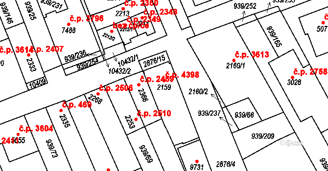 Hodonín 4398 na parcele st. 2159 v KÚ Hodonín, Katastrální mapa