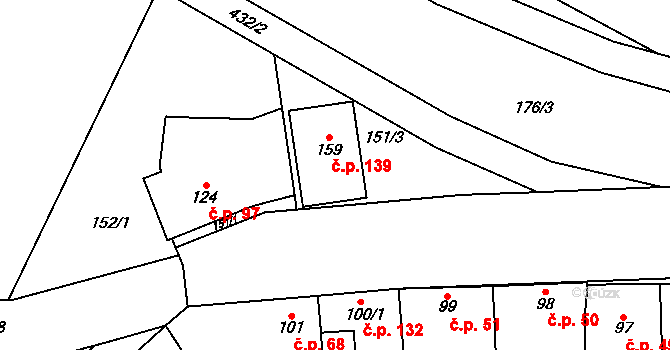 Žešov 139, Prostějov na parcele st. 159 v KÚ Žešov, Katastrální mapa