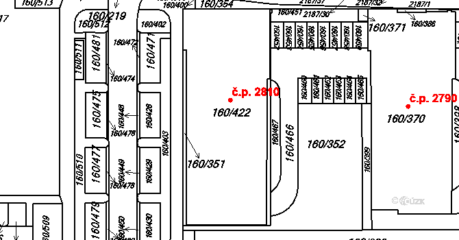 Stodůlky 2810, Praha na parcele st. 160/422 v KÚ Stodůlky, Katastrální mapa