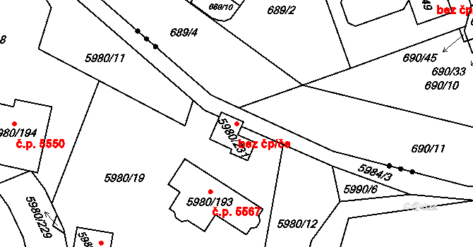 Chomutov 84220511 na parcele st. 5980/231 v KÚ Chomutov I, Katastrální mapa