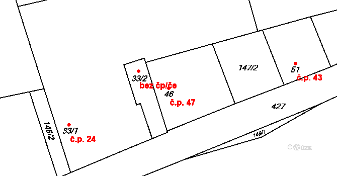 Veclov 47, Svojetín na parcele st. 46 v KÚ Veclov u Svojetína, Katastrální mapa