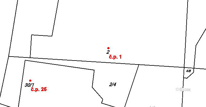 Týmova Ves 1, Lukavec na parcele st. 2 v KÚ Týmova Ves, Katastrální mapa
