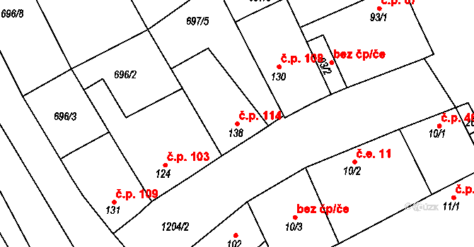 Liběšovice 114, Blšany na parcele st. 138 v KÚ Liběšovice, Katastrální mapa