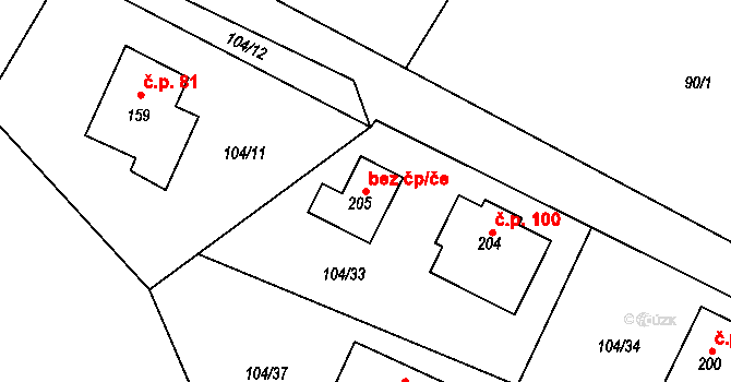 Bítouchov 93147511 na parcele st. 205 v KÚ Bítouchov u Mladé Boleslavi, Katastrální mapa