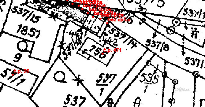 Krucemburk 471 na parcele st. 756 v KÚ Krucemburk, Katastrální mapa