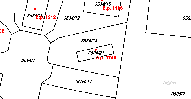 Řevnice 1246 na parcele st. 3534/21 v KÚ Řevnice, Katastrální mapa