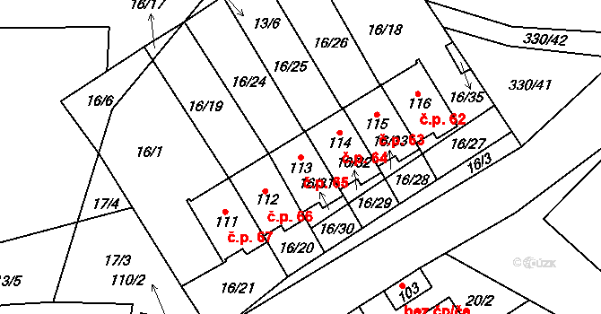 Svinný 65, Chotěboř na parcele st. 113 v KÚ Svinný, Katastrální mapa