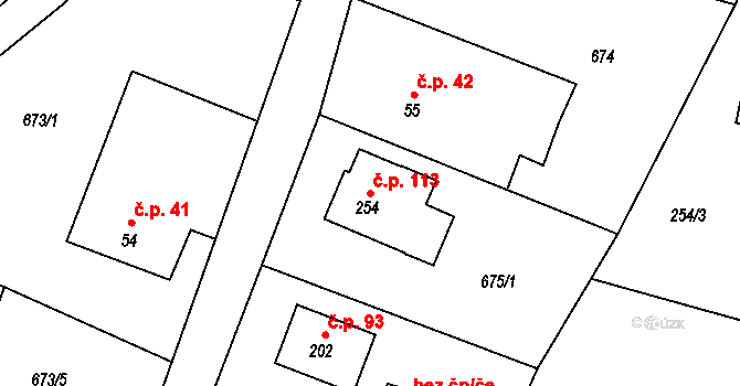 Vilémov 113, Humpolec na parcele st. 254 v KÚ Vilémov u Humpolce, Katastrální mapa