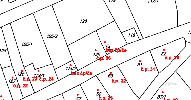 Bohumilice 26, Klobouky u Brna na parcele st. 120 v KÚ Bohumilice, Katastrální mapa