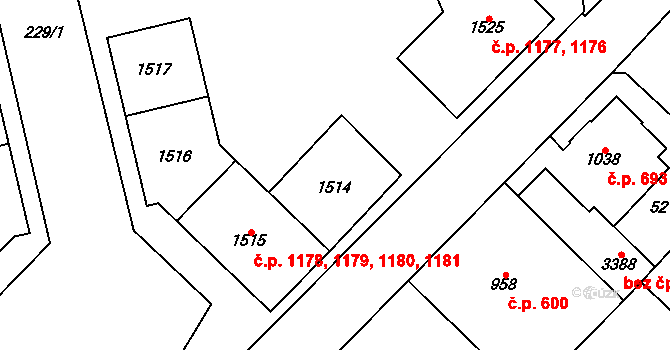 Čáslav-Nové Město 1178,1179,1180,1181, Čáslav na parcele st. 1514 v KÚ Čáslav, Katastrální mapa