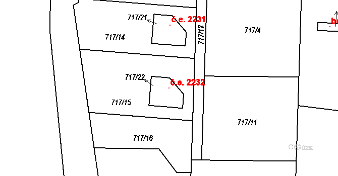 Čelkovice 2232, Tábor na parcele st. 717/22 v KÚ Čelkovice, Katastrální mapa