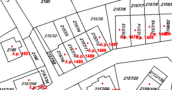Nový Bor 1488 na parcele st. 2157/11 v KÚ Nový Bor, Katastrální mapa