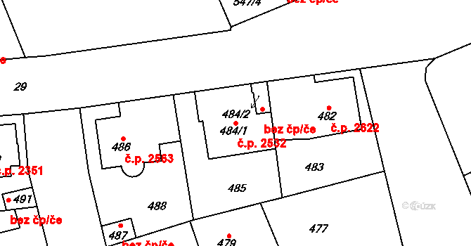 Kladno 2532 na parcele st. 484/1 v KÚ Kladno, Katastrální mapa