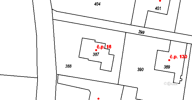 Dolní Těrlicko 16, Těrlicko na parcele st. 387 v KÚ Dolní Těrlicko, Katastrální mapa