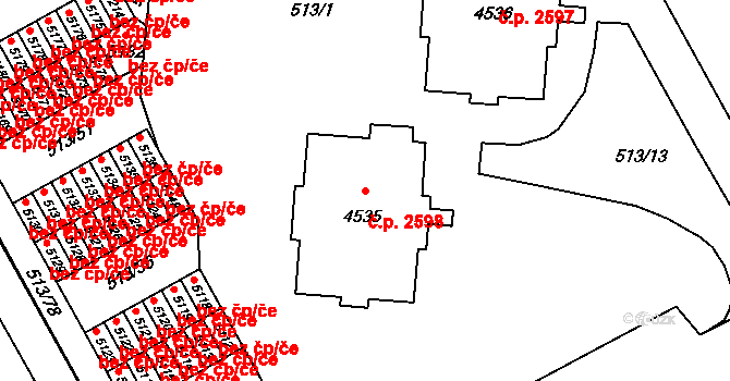 Šumperk 2598 na parcele st. 4535 v KÚ Šumperk, Katastrální mapa