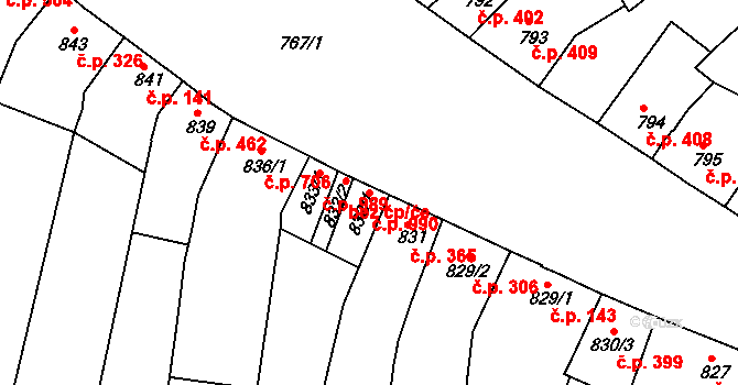 Hulín 990 na parcele st. 832/1 v KÚ Hulín, Katastrální mapa