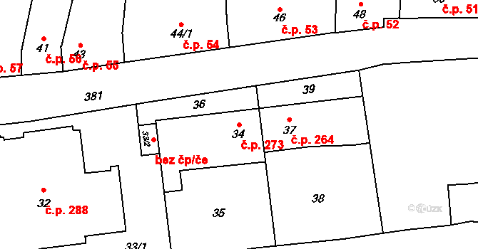 Křelov 273, Křelov-Břuchotín na parcele st. 34 v KÚ Křelov, Katastrální mapa