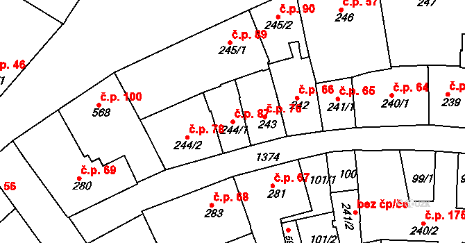 Holínské Předměstí 87, Jičín na parcele st. 244/1 v KÚ Jičín, Katastrální mapa
