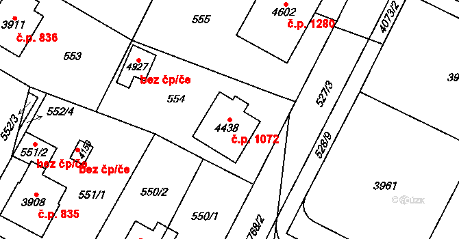 Žamberk 1072 na parcele st. 4438 v KÚ Žamberk, Katastrální mapa