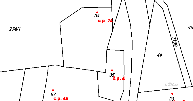 Holušice 24, Sedlice na parcele st. 34 v KÚ Holušice u Mužetic, Katastrální mapa