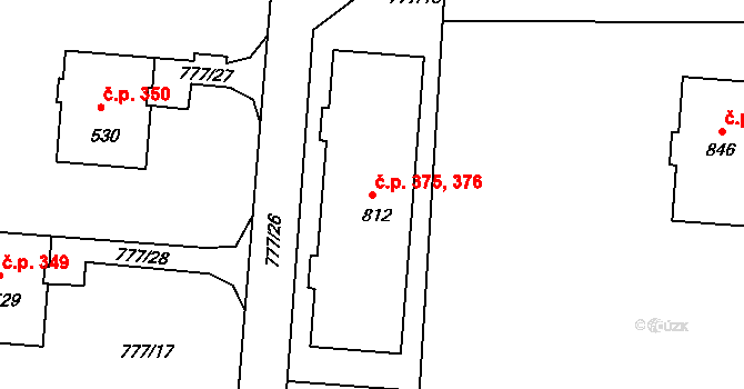 Rouchovany 375,376 na parcele st. 812 v KÚ Rouchovany, Katastrální mapa