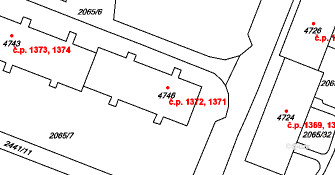 Cheb 1371,1372 na parcele st. 4746 v KÚ Cheb, Katastrální mapa