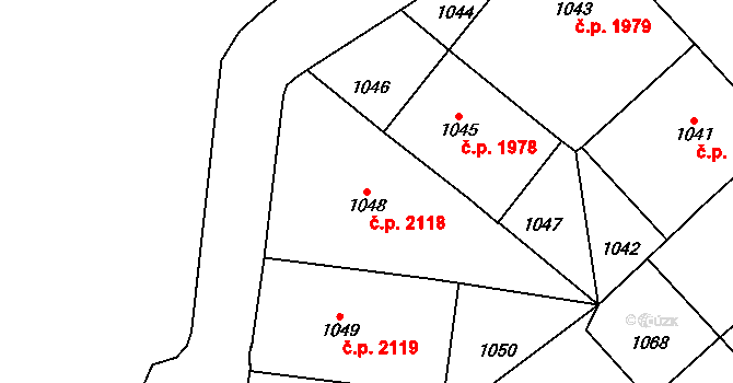 Vinohrady 2118, Praha na parcele st. 1048 v KÚ Vinohrady, Katastrální mapa
