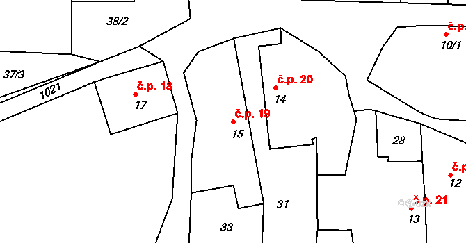 Zduchovice 19 na parcele st. 15 v KÚ Zduchovice, Katastrální mapa