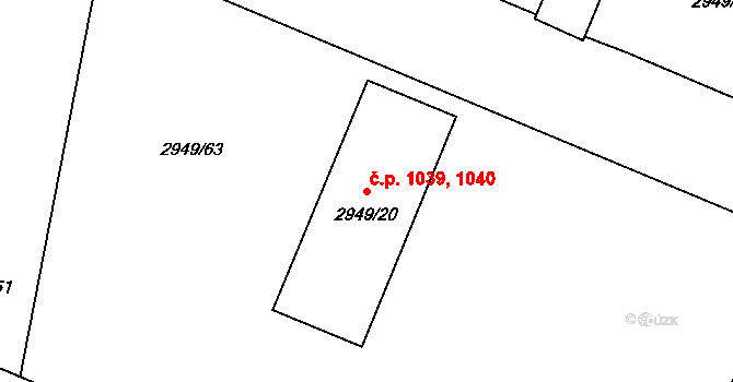 České Budějovice 3 1039,1040, České Budějovice na parcele st. 2949/20 v KÚ České Budějovice 3, Katastrální mapa