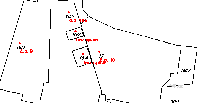 Litice 10, Plzeň na parcele st. 17 v KÚ Litice u Plzně, Katastrální mapa