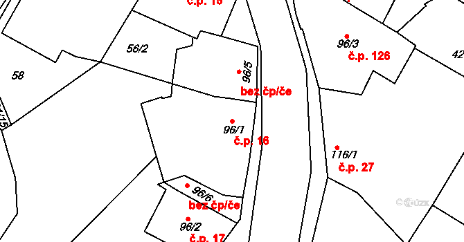 Držovice 16 na parcele st. 96/1 v KÚ Držovice na Moravě, Katastrální mapa