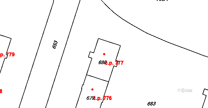 Město 777, Havířov na parcele st. 680 v KÚ Havířov-město, Katastrální mapa